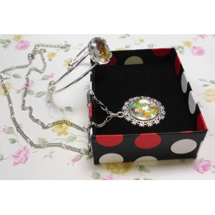 Bambi / Felix The Cat Cabochon Necklace and Bracelet Set 1a or 1b